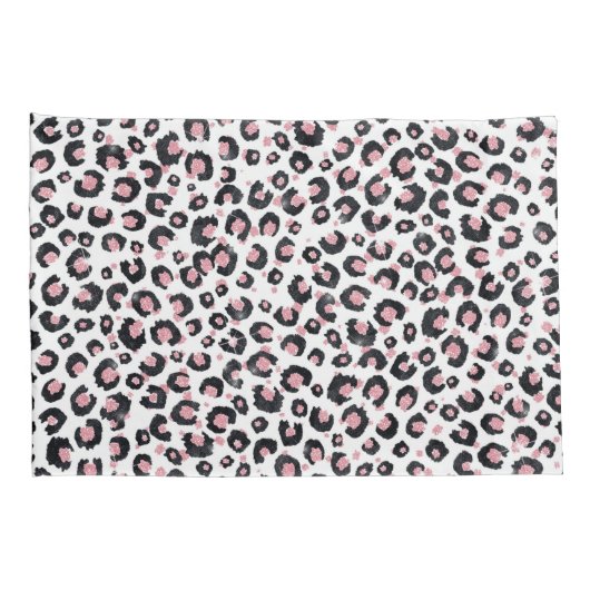 Elegant Rose Gold Black Leopard Pattern 枕カバー (裏面-右)