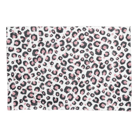 Elegant Rose Gold Black Leopard Pattern 枕カバー (正面左)