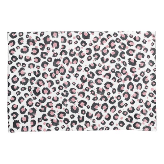 Elegant Rose Gold Black Leopard Pattern 枕カバー (正面右)