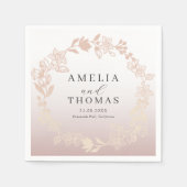 Elegant Rose Gold Botancial Wreath Wedding スタンダードカクテルナプキン (正面)