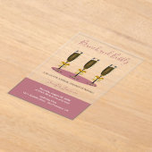 Elegant Rose Gold Brunch and Bubbly Bridal Shower アクリル招待状 (レイダウン)