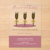 Elegant Rose Gold Brunch and Bubbly Bridal Shower アクリル招待状 (正面)