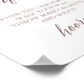 Elegant Rose Gold Calligraphy Confetti Toss Sign ポスター (角)