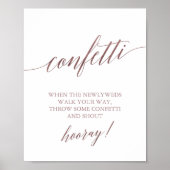 Elegant Rose Gold Calligraphy Confetti Toss Sign ポスター (正面)