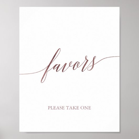 Elegant Rose Gold Calligraphy Favors ポスター (正面)
