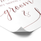 Elegant Rose Gold Calligraphy Pick A Seat Sign ポスター (角)