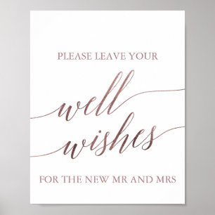 Elegant Rose Gold Calligraphy Well Wishes Sign ポスター