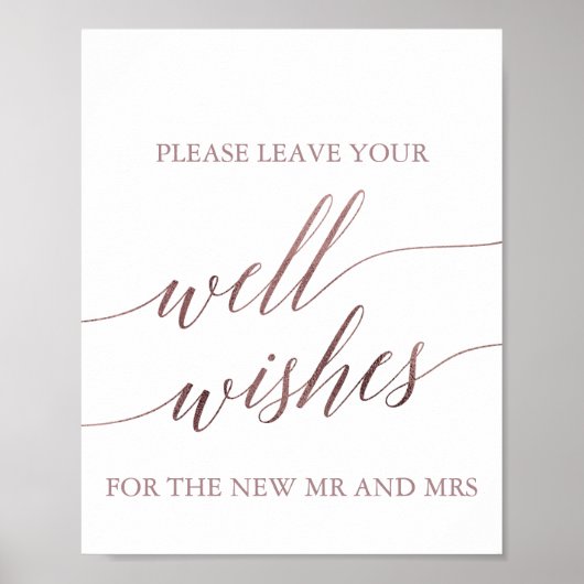 Elegant Rose Gold Calligraphy Well Wishes Sign ポスター (正面)