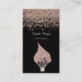 Elegant Rose Gold Diamonds Glitter Whisk Black 名刺 (正面)