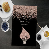 Elegant Rose Gold Diamonds Glitter Whisk Black 名刺