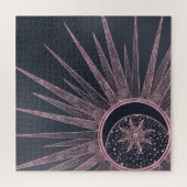Elegant Rose Gold Doodles Sun Moon Mandala Design ジグソーパズル (横)