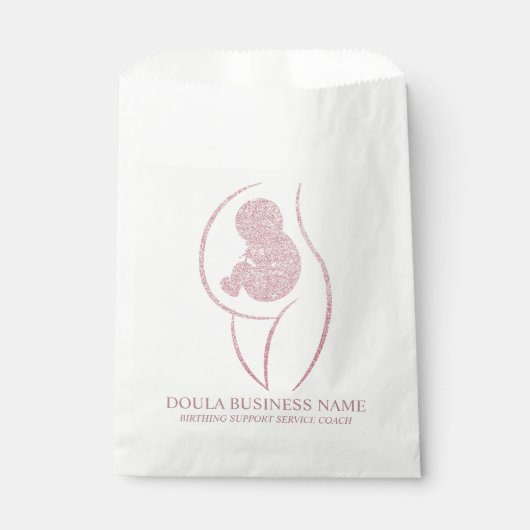 Elegant Rose Gold Doula & Baby フェイバーバッグ (正面)