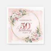 Elegant Rose Gold Dusty Pink 50th Birthday Party  スタンダードカクテルナプキン (正面)