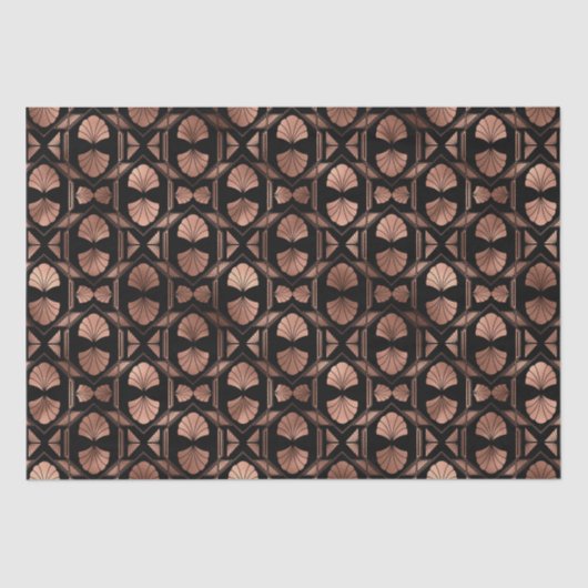 Elegant Rose Gold Fan Grid Art Deco Pattern Design 薄葉紙 (正面)