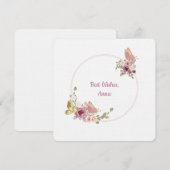 Elegant Rose Gold Floral Butterfly Frame Card シーズンカード (正面/裏面)