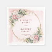 Elegant Rose Gold Floral Eucalyptus Gold Glitter   スタンダードカクテルナプキン (正面)