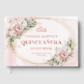 Elegant Rose Gold Floral Eucalyptus Quince Guest  ゲストブック (正面)