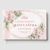 Elegant Rose Gold Floral Eucalyptus Quinceañera  ゲストブック (正面)