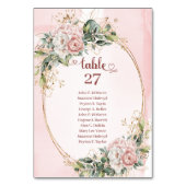 Elegant Rose Gold Floral Eucalyptus Table Numbers テーブルナンバー (正面)