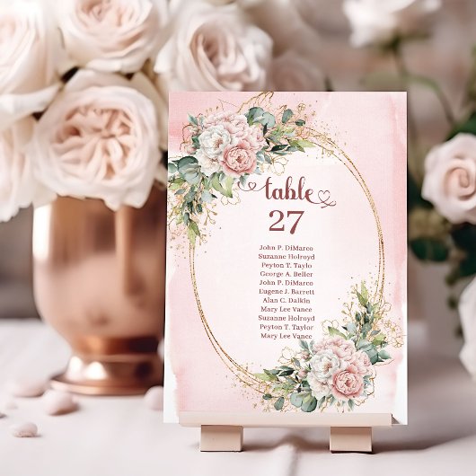 Elegant Rose Gold Floral Eucalyptus Table Numbers テーブルナンバー