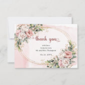 Elegant Rose Gold Floral Eucalyptus Thank You Card サンキューカード (正面)