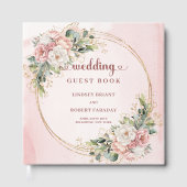 Elegant Rose Gold Floral Eucalyptus Wedding  ゲストブック (正面)