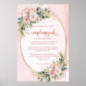 Elegant Rose Gold Floral Greenery Unplugged Poster ポスター (正面)