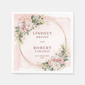 Elegant Rose Gold Floral Wedding Paper Napkins スタンダードカクテルナプキン (正面)