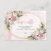 Elegant Rose Gold Flowers Greenery Diaper Raffle エンクロージャーカード (正面)