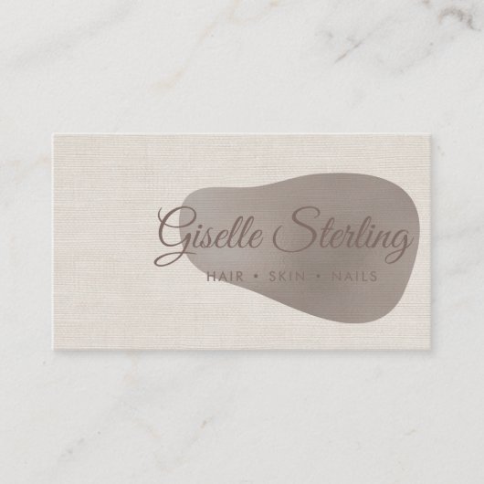 Elegant Rose Gold Foil Abstract Linen Blush 名刺 (正面)