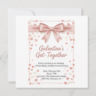 Elegant Rose Gold Galentine's Day Invitation Templ 招待状