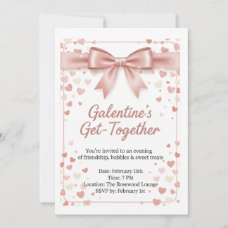 Elegant Rose Gold Galentine's Day Invitation Templ 招待状