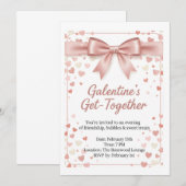 Elegant Rose Gold Galentine's Day Invitation Templ 招待状 (正面/裏面)