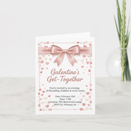Elegant Rose Gold Galentine's Day Invitation Templ 招待状 (正面)