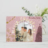 Elegant Rose Gold Glitter Arch Photo シーズンカード (スタンド正面)