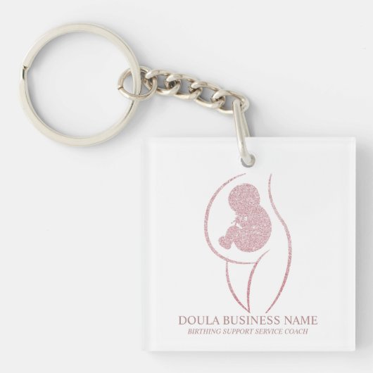 Elegant Rose Gold Glitter Birthing Support キーホルダー (正面)