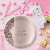 Elegant Rose Gold Glitter Gold Rings ペーパープレート (パーティー)