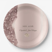 Elegant Rose Gold Glitter Gold Rings ペーパープレート (正面)