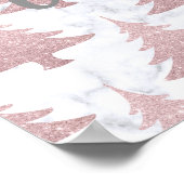 Elegant Rose Gold Glitter &  Marble Christmas Tree ポスター (角)