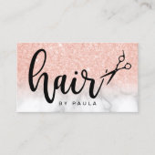 Elegant rose gold glitter scissors hairstylist 名刺 (正面)