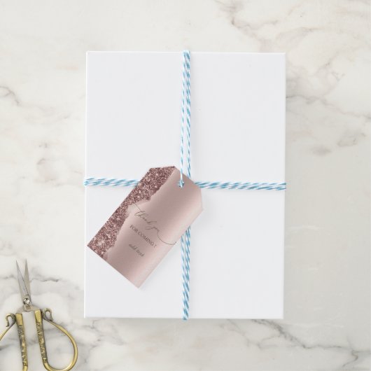 Elegant Rose Gold Glitter Script  ギフトタグ (より糸付き)