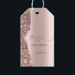 Elegant Rose Gold Glitter Script  ギフトタグ<br><div class="desc">Elegant chic rose gold glitter border on a rose gold background. Select the "customize" button to change the font style,  color,  and size.</div>
