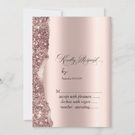 Elegant Rose Gold Glitter Script 招待状