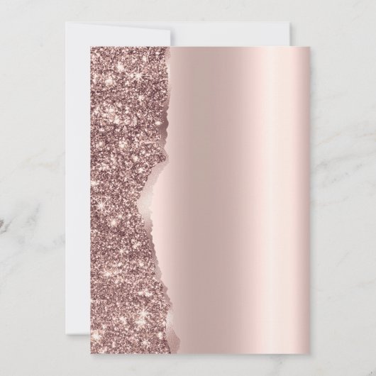 Elegant Rose Gold Glitter Script 招待状 (裏面)