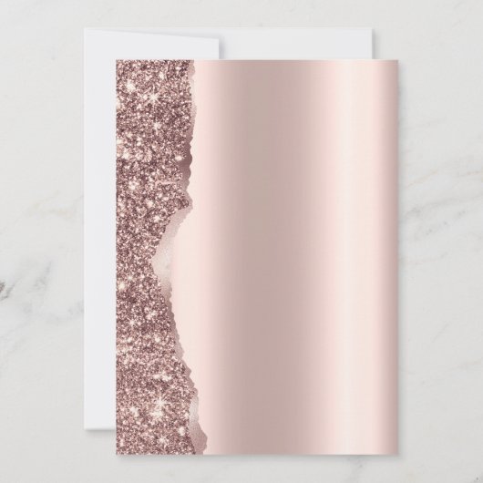 Elegant Rose Gold Glitter Script Champagne 招待状 (裏面)