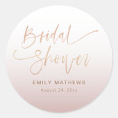 Elegant Rose Gold Gradient Bridal Shower  ラウンドシール (正面)