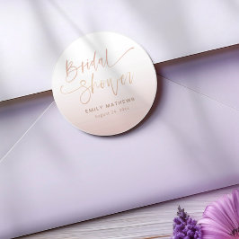 Elegant Rose Gold Gradient Bridal Shower  ラウンドシール