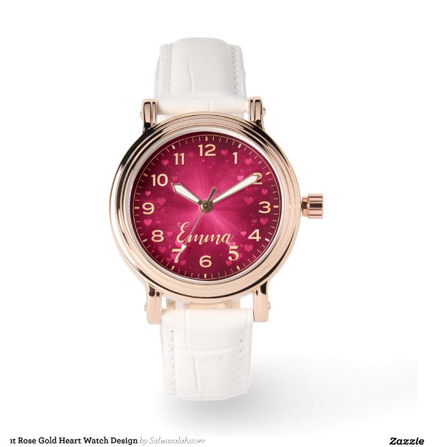 Elegant Rose Gold Heart Watch Design 腕時計 (クリエイターアップロード済み)