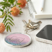 Elegant Rose Gold Iridescent Glitter Leopard Print キーホルダー (側面)