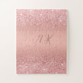 Elegant Rose Gold Luxe Shimmer Monogram ジグソーパズル